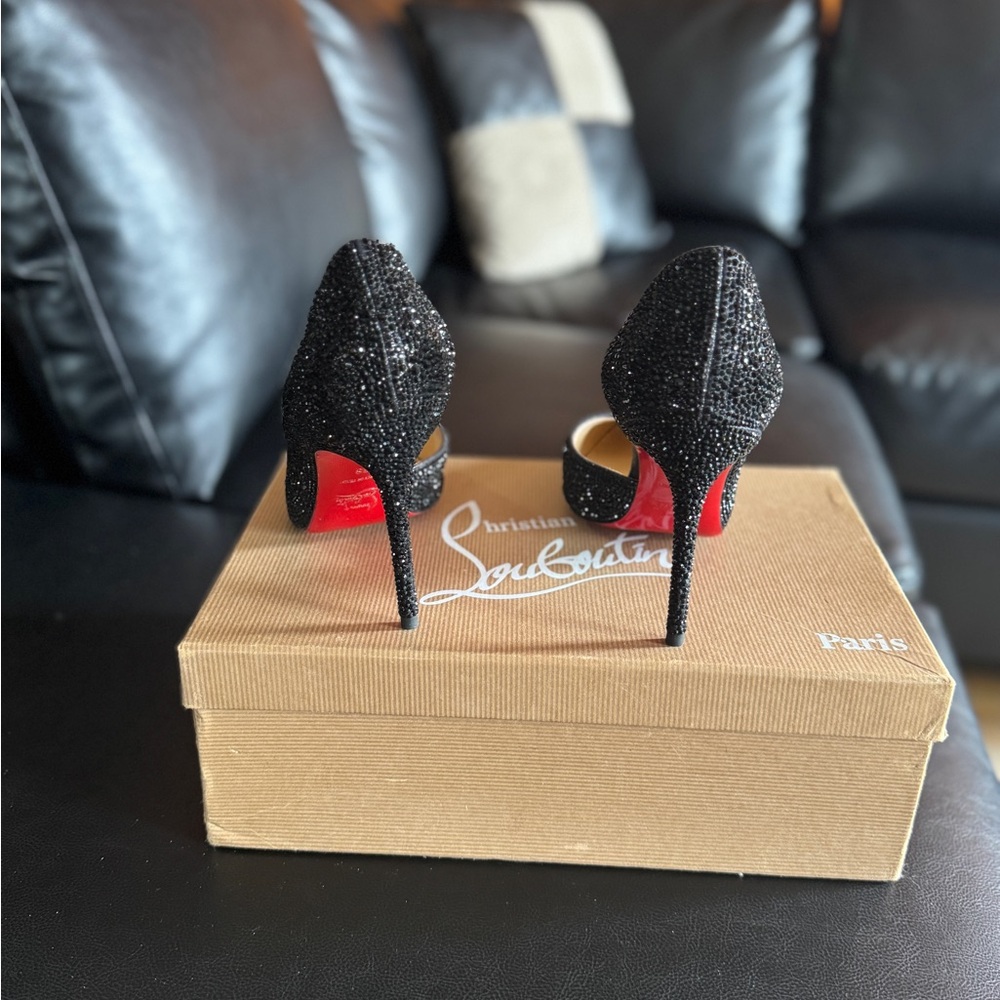 Christian Louboutin Black Glitter Heels - Picture 6 of 10